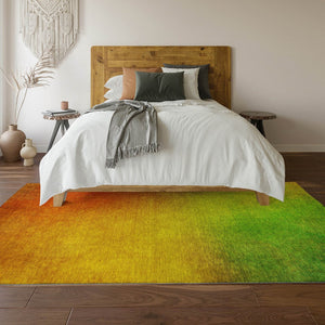 HomeRoots 9' X 12' Stylish Terra Cotta and Green Ombre Area Rug - Washable, UV Protected, Perfect for Family Spaces 650289