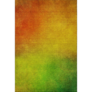 HomeRoots 10' Terra Cotta & Green Ombre Washable Area Rug – UV Protected, Stain Resistant, Ideal for Families 650290