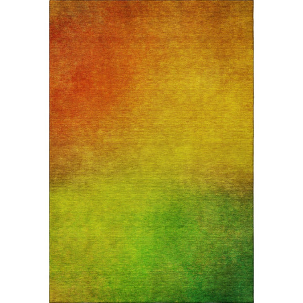 HomeRoots 10' Terra Cotta & Green Ombre Washable Area Rug – UV Protected, Stain Resistant, Ideal for Families 650290