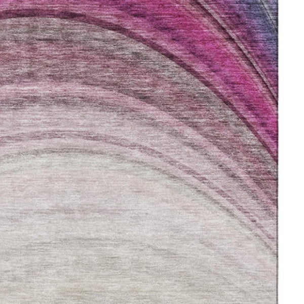 HomeRoots 8' X 10' Ombre Washable Area Rug in Beige, Purple & Blue with UV Protection for Modern Spaces 650294