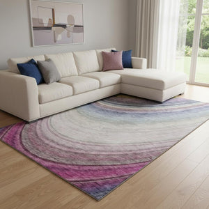 HomeRoots 9' X 12' Stylish Beige to Purple and Blue Ombre Area Rug - Durable, Stain-Resistant, UV Protected! 650295