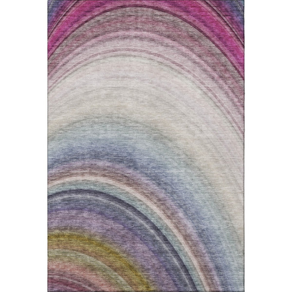 HomeRoots 10' X 14' Washable Ombre Area Rug in Beige, Purple & Blue - UV Protected for Stylish, Easy Care Living 650296