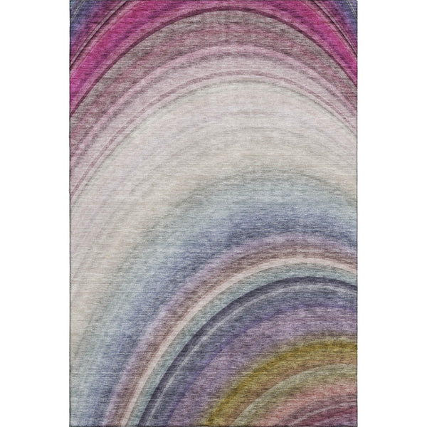 HomeRoots 10' X 14' Washable Ombre Area Rug in Beige, Purple & Blue - UV Protected for Stylish, Easy Care Living 650296