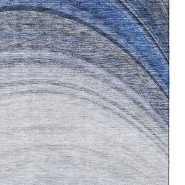 HomeRoots 9' X 12' Ombre Area Rug in Blue, Ivory, and Gray – Stylish, Washable, UV Protected for Family Homes 650301