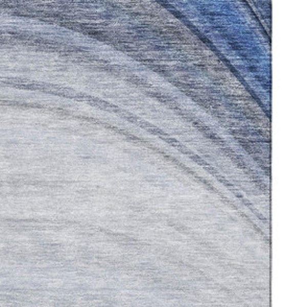 HomeRoots 9' X 12' Ombre Area Rug in Blue, Ivory, and Gray – Stylish, Washable, UV Protected for Family Homes 650301