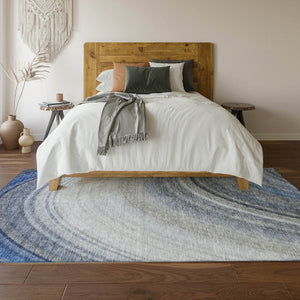 HomeRoots 10' Modern Blue Ivory Gray Ombre Washable Area Rug - UV Protected, Stain Resistant, Durable Design 650302