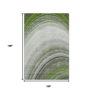 HomeRoots 10' X 14' Stylish Green Ivory Gray Ombre Washable Area Rug with UV Protection for Busy Homes 650308