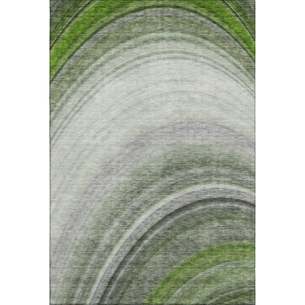 HomeRoots 10' X 14' Stylish Green Ivory Gray Ombre Washable Area Rug with UV Protection for Busy Homes 650308