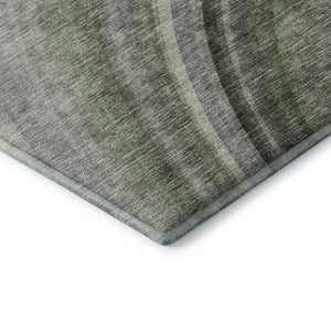 HomeRoots 10' X 14' Stylish Green Ivory Gray Ombre Washable Area Rug with UV Protection for Busy Homes 650308