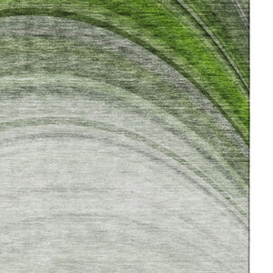 HomeRoots 10' X 14' Stylish Green Ivory Gray Ombre Washable Area Rug with UV Protection for Busy Homes 650308