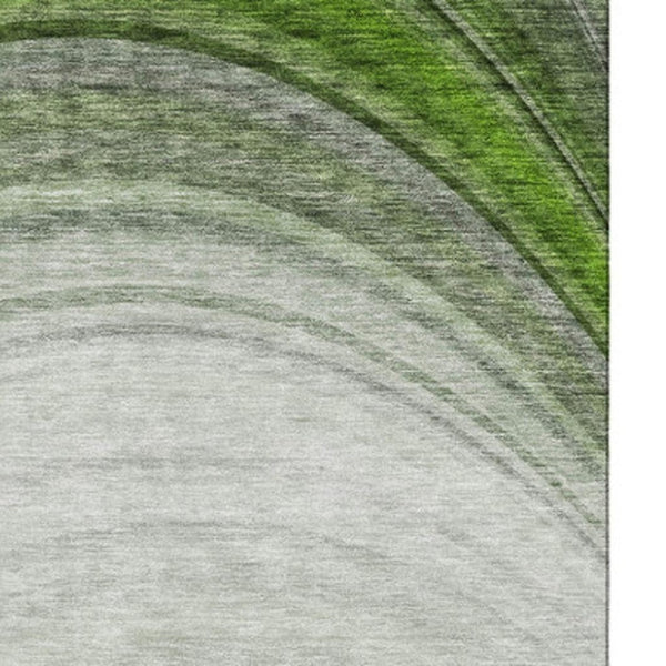 HomeRoots 10' X 14' Stylish Green Ivory Gray Ombre Washable Area Rug with UV Protection for Busy Homes 650308