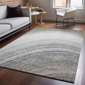 HomeRoots 5' X 8' Ombre Gray Ivory Beige Washable Area Rug with UV Protection - Stylish & Durable Design! 650310