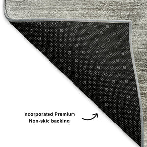HomeRoots 5' X 8' Ombre Gray Ivory Beige Washable Area Rug with UV Protection - Stylish & Durable Design! 650310