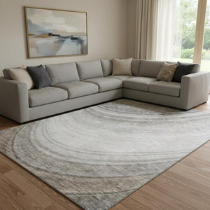HomeRoots 8' X 10' Washable Ombre Area Rug in Gray, Ivory & Beige - UV Protected, Stain-Resistant, Stylish Decor 650312