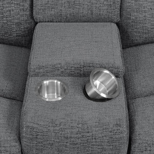 English Elm Divine Chenille Reclining Loveseat with Tufted Pillowtop Arms and Built-in Console B062S01414