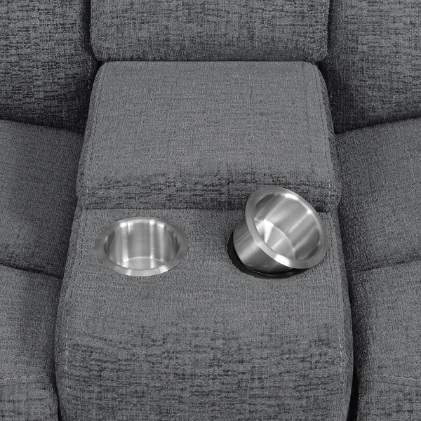 English Elm Divine Chenille Reclining Loveseat with Tufted Pillowtop Arms and Built-in Console B062S01414