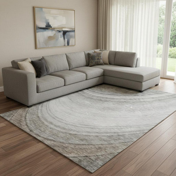 HomeRoots 10' X 14' Washable Ombre Area Rug in Gray, Ivory & Beige – UV Protected, Stylish & Durable Home Essential 650314