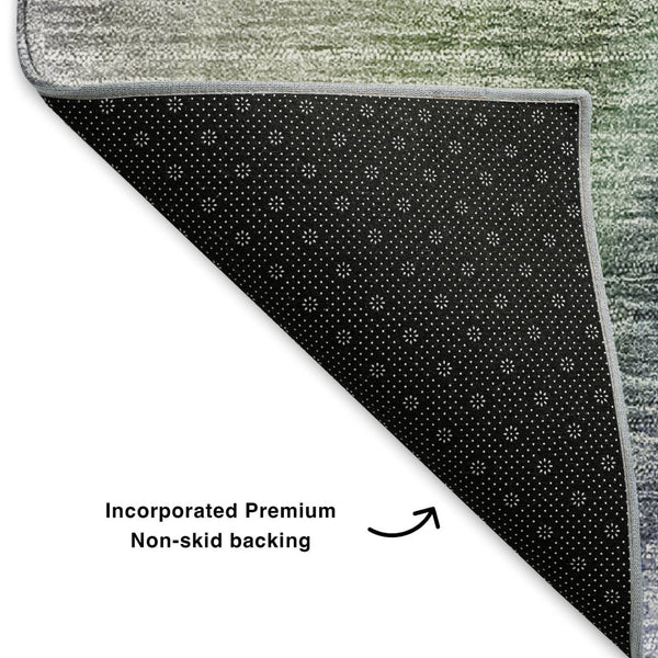 HomeRoots 8' Vibrant Teal, Purple & Green Ombre Washable Round Rug with UV Protection for Busy Homes 650317
