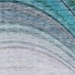 HomeRoots 8' Teal, Purple & Green Ombre Washable Area Rug - Durable, UV-Protected, Stain-Resistant Design! 650318