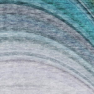 HomeRoots 10' Teal Purple Green Ombre Area Rug - Washable, UV-Protected, Soft, Durable, Stylish for Family Spaces 650320