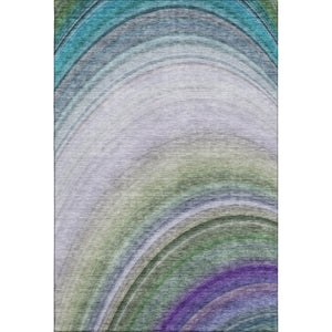 HomeRoots 10' Teal Purple Green Ombre Area Rug - Washable, UV-Protected, Soft, Durable, Stylish for Family Spaces 650320