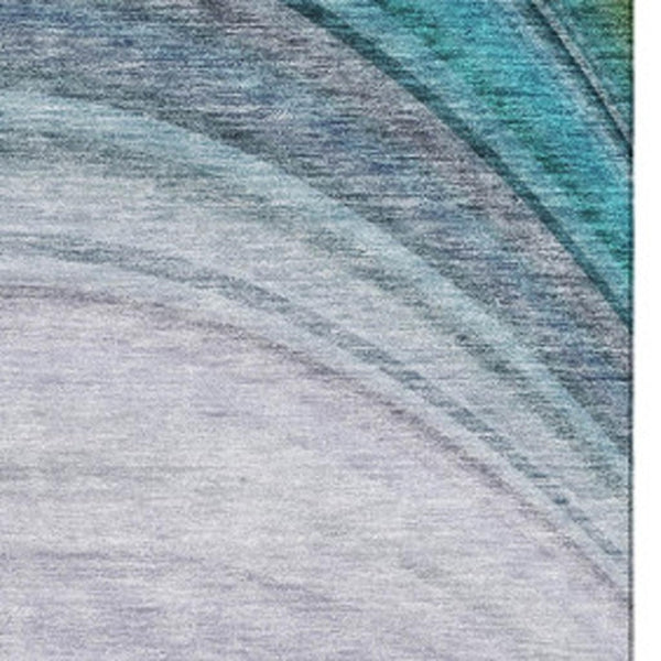 HomeRoots 10' Teal Purple Green Ombre Area Rug - Washable, UV-Protected, Soft, Durable, Stylish for Family Spaces 650320