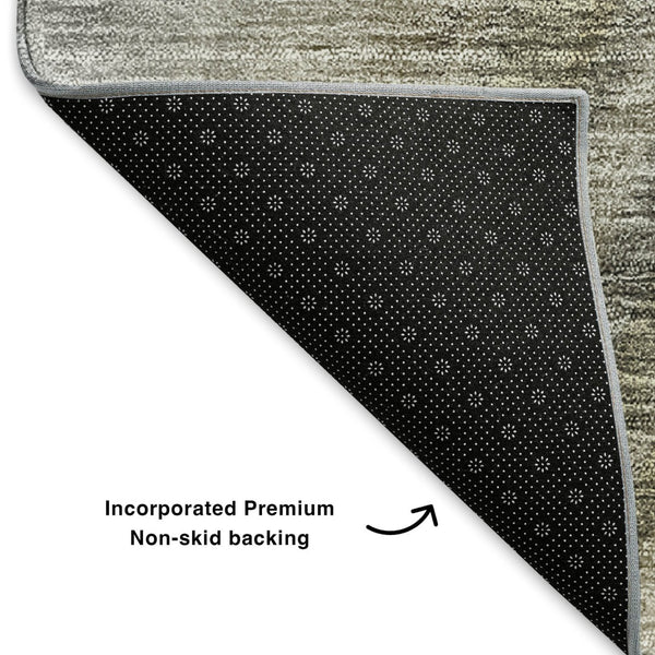 HomeRoots 5' X 8' Stylish Taupe Gold Gray Ombre Washable Area Rug with UV Protection for Modern Homes 650322