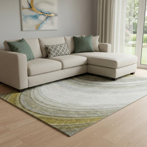 HomeRoots 8' X 10' Elegant Taupe Gold Gray Ombre Area Rug - Washable, UV Protected, Stain Resistant, Soft Feel 650324