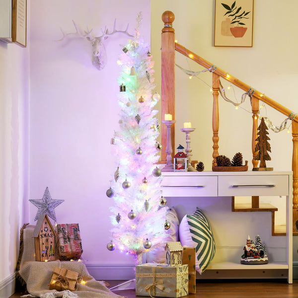 English Elm Homcom 5Ft Pencil Prelit Artificial Christmas Tree With 150 Colorful Leds – Perfect For Small Spaces! W2225P249677