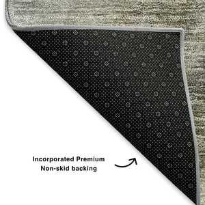 HomeRoots 10' Taupe Gold and Gray Ombre Area Rug - Washable, UV Protected, Stylish & Durable for Any Space 650326