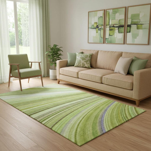 HomeRoots 5' X 8' Stylish Artichoke Green Abstract Area Rug with UV Protection & Stain Resistance for Homes 650328