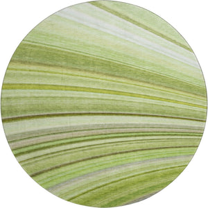 HomeRoots 8' Contemporary Artichoke Green, Ivory & Purple Abstract Washable Round Rug with UV Protection 650329