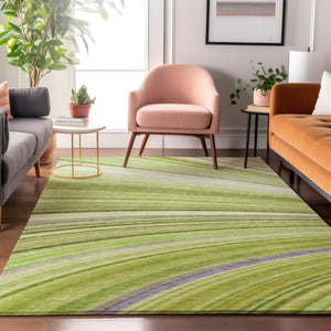 HomeRoots 8' X 10' Artichoke Green Abstract Area Rug with UV Protection, Washable & Durable for Busy Homes 650330