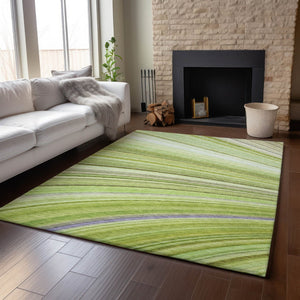 HomeRoots 8' X 10' Artichoke Green Abstract Area Rug with UV Protection, Washable & Durable for Busy Homes 650330