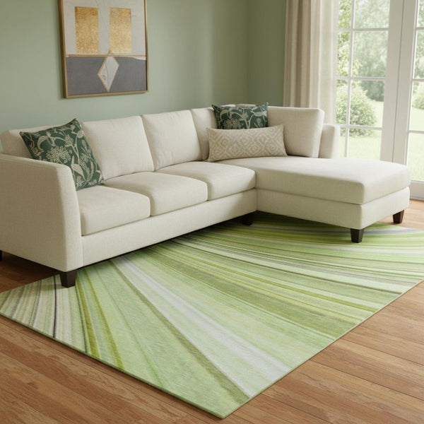 HomeRoots 8' X 10' Artichoke Green Abstract Area Rug with UV Protection, Washable & Durable for Busy Homes 650330