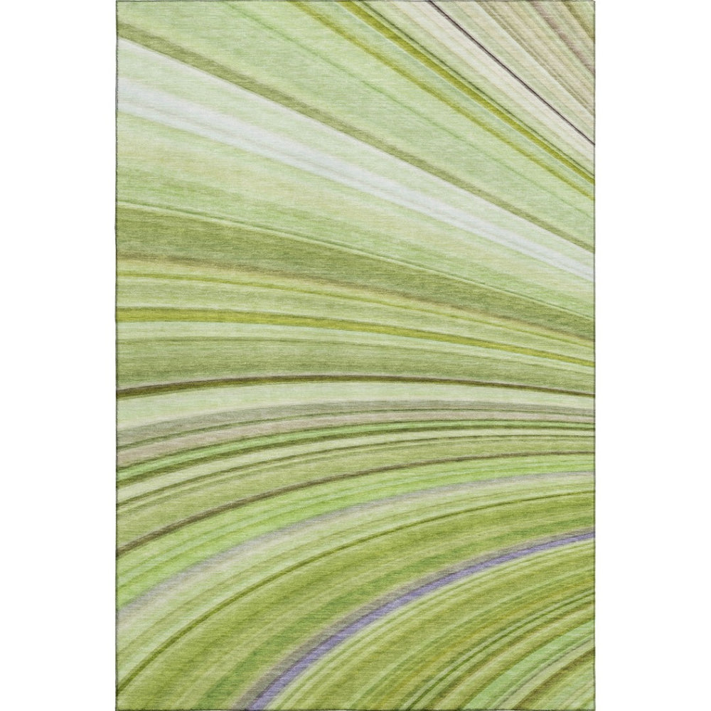 HomeRoots 9' X 12' Washable Area Rug in Artichoke Green, Ivory & Purple - Stylish, Stain-Resistant, UV-Protected! 650331