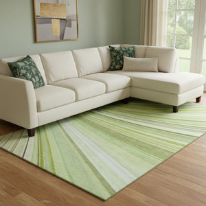 HomeRoots 9' X 12' Washable Area Rug in Artichoke Green, Ivory & Purple - Stylish, Stain-Resistant, UV-Protected! 650331