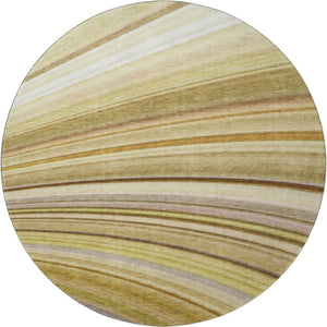 HomeRoots 8' Abstract Washable Round Rug in Beige, Blue & Ivory - UV Resistant, Stain-Repellent Comfort for Homes 650335