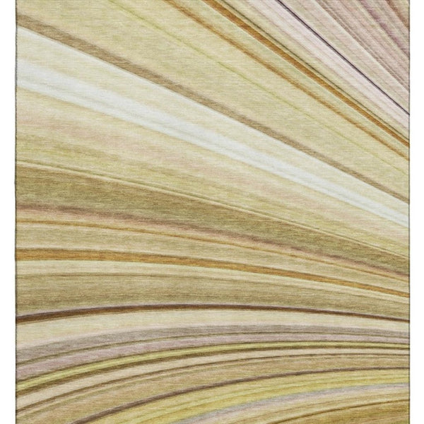HomeRoots 8' X 10' Beige Blue Ivory Abstract Area Rug - Washable, UV Protected, Durable & Family-Friendly Design 650336