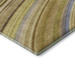 HomeRoots 8' X 10' Beige Blue Ivory Abstract Area Rug - Washable, UV Protected, Durable & Family-Friendly Design 650336