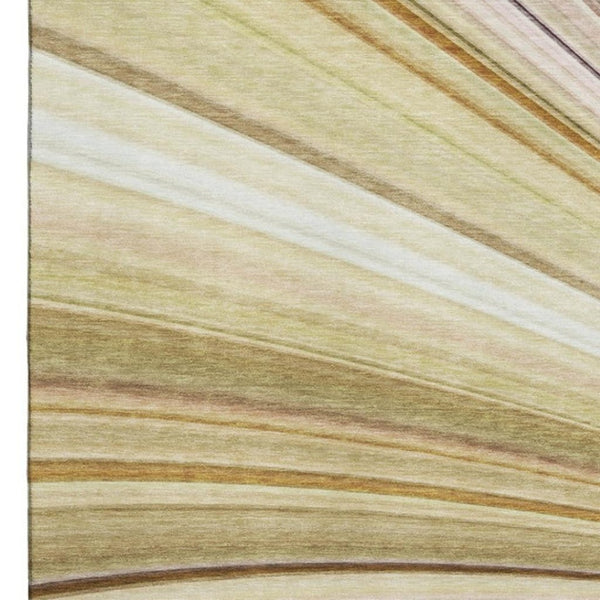 HomeRoots 8' X 10' Beige Blue Ivory Abstract Area Rug - Washable, UV Protected, Durable & Family-Friendly Design 650336