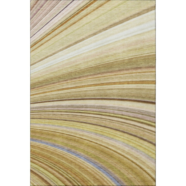 HomeRoots 9' X 12' Abstract Area Rug in Beige, Blue, Ivory – Washable, UV Protected for High-Traffic Spaces! 650337