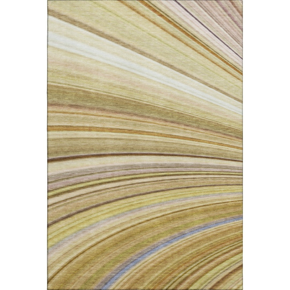HomeRoots 9' X 12' Abstract Area Rug in Beige, Blue, Ivory – Washable, UV Protected for High-Traffic Spaces! 650337