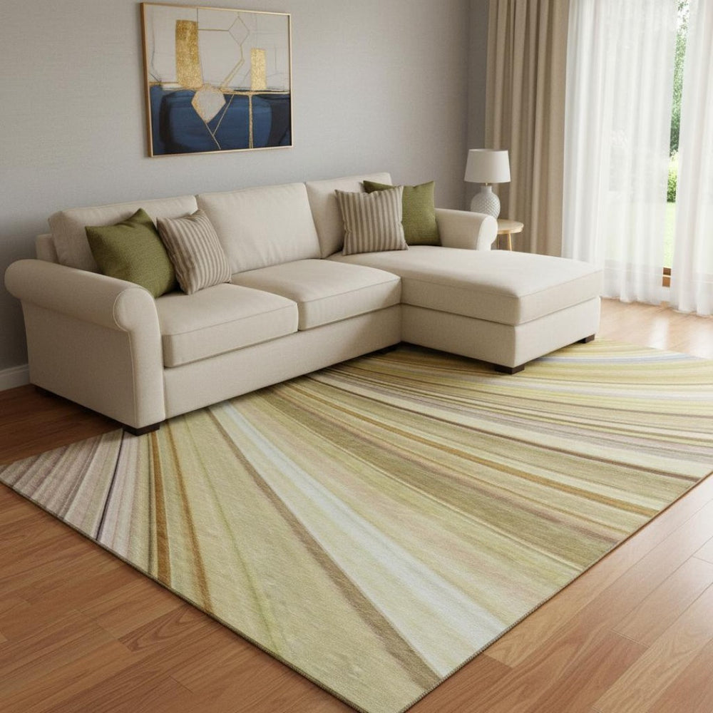 HomeRoots 9' X 12' Abstract Area Rug in Beige, Blue, Ivory – Washable, UV Protected for High-Traffic Spaces! 650337