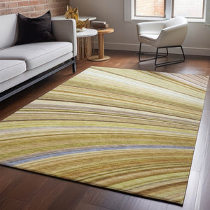 HomeRoots 10' Abstract Washable Area Rug in Beige, Blue & Ivory – UV Protected, Stain-Resistant, Durable Design 650338