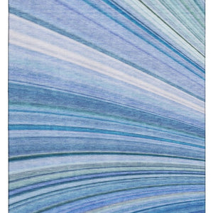 HomeRoots 8' X 10' Blue Ivory Gold Abstract Area Rug - Washable, UV Protected, Pet-Friendly for Modern Homes 650342
