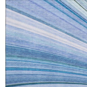 HomeRoots 8' X 10' Blue Ivory Gold Abstract Area Rug - Washable, UV Protected, Pet-Friendly for Modern Homes 650342