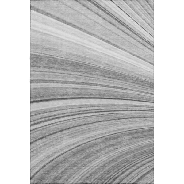 HomeRoots 5' X 8' Gray And Ivory Abstract Area Rug – Washable, UV-Protected, Durable for High-Traffic Spaces 650346