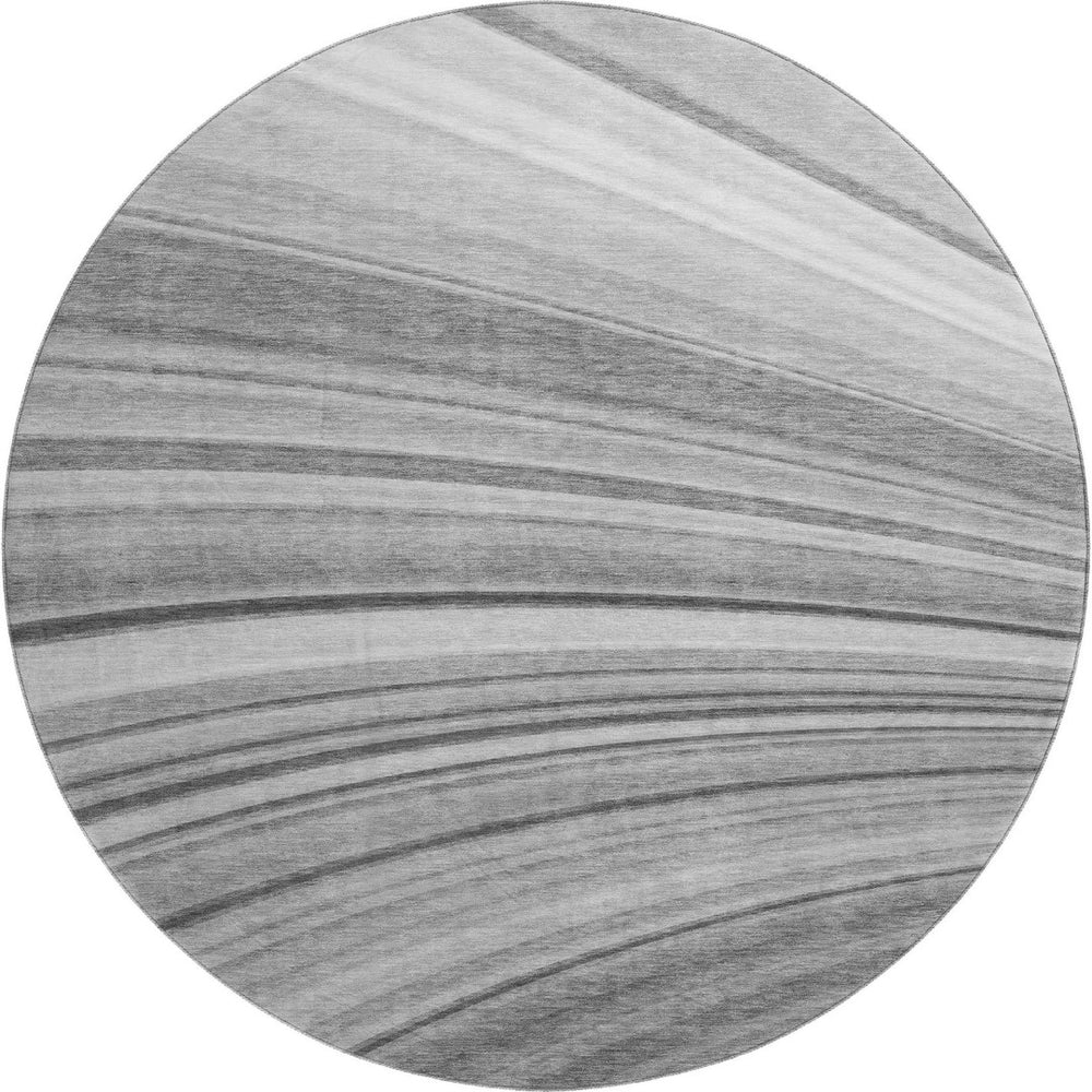 HomeRoots 8' Gray and Ivory Abstract Round Rug – Washable, UV-Protected, Stylish Comfort for Modern Spaces 650347