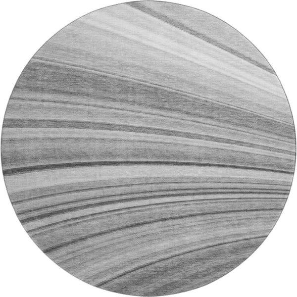 HomeRoots 8' Gray and Ivory Abstract Round Rug – Washable, UV-Protected, Stylish Comfort for Modern Spaces 650347